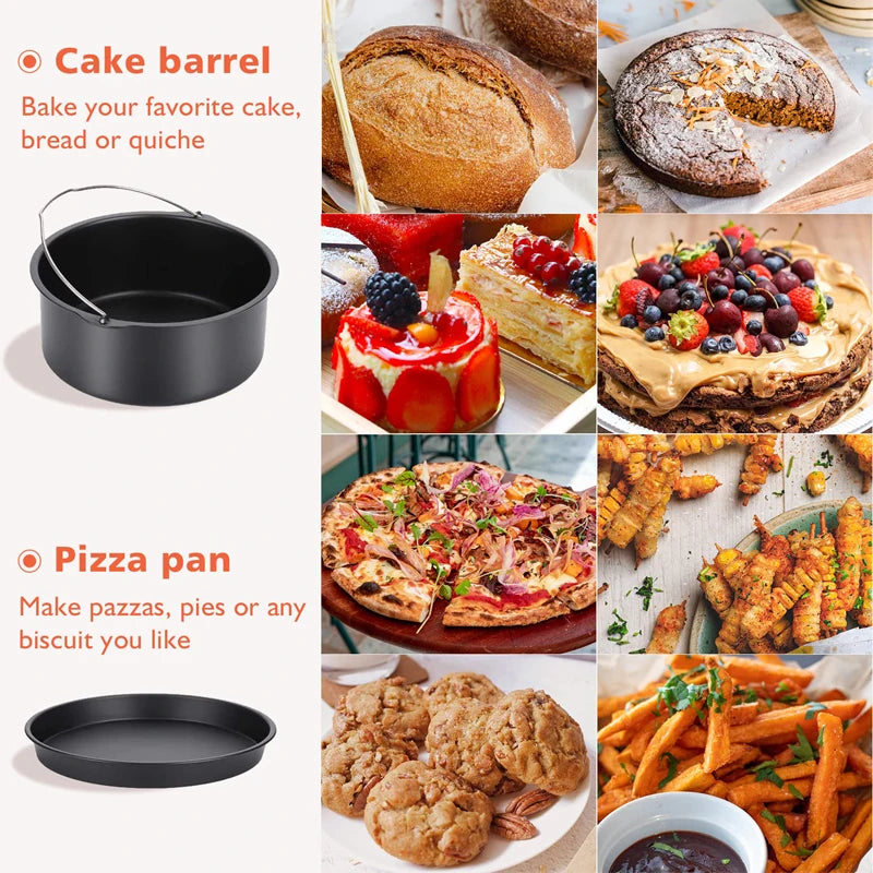 Air Fryer Accessories Durable Air Fryer Pizza Pan and Baking Cake Bucket Set Bread Pastry Baking Tools Kitchen Accessories