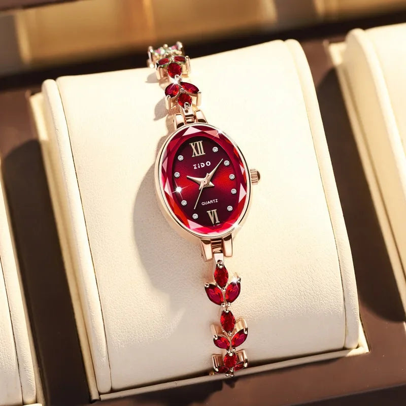 Women's Watches Light Luxury Diamond Inlaid For Clover Watch Waterproof Oval Ladies Fashion Quartz Bracelet Wristwatch relógio