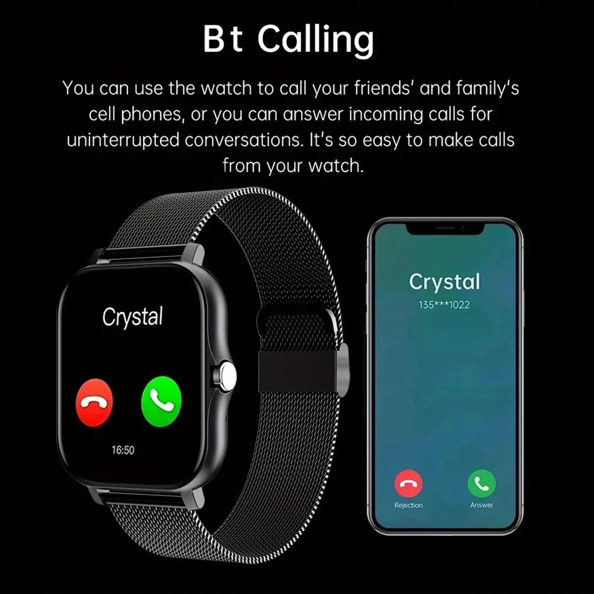 Smart Watch For Android IOS Watches 1.83inch HD Display Bluetooth Call Message Alert Music Sports Mode Smartwatch Men Women Gift
