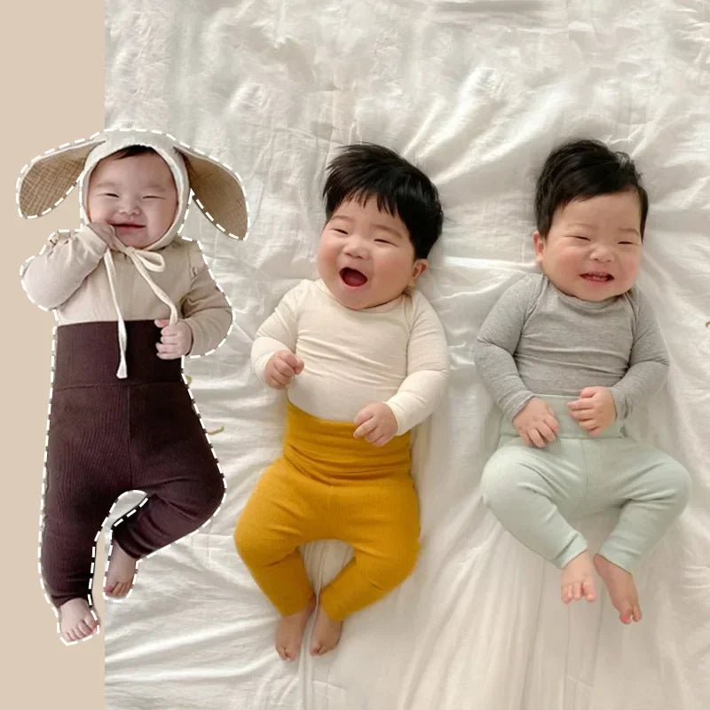 4991 Baby Pants 2024 Winter Spring Ins High Waist Belly Pants Infant Cotton Leggings Plus Velvet 2 Style Thick Pants