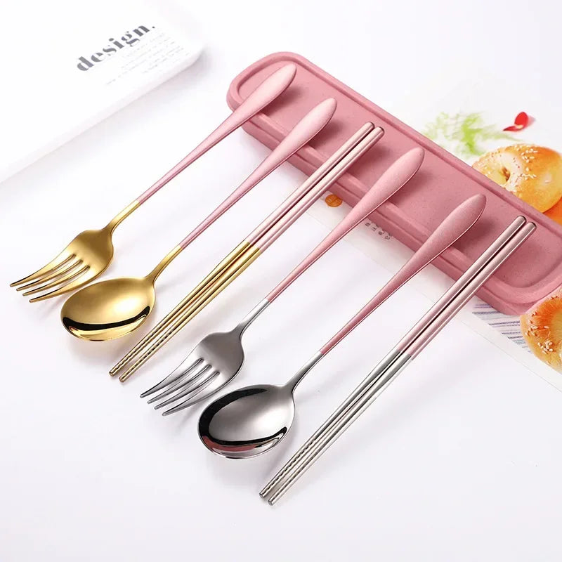 304 Spoon Set for Creative Portable Outdoor Tableware for Adult Students, Stainless Steel Cutlery Set
