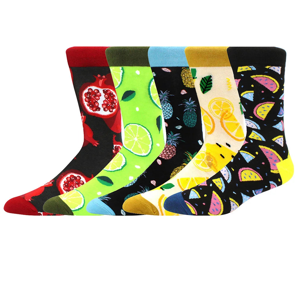 5 Pairs New High Quality Combed Cotton Men Socks Women Happy Fashion Novelty Skateboard Crew Casual Funny Socks for Men
