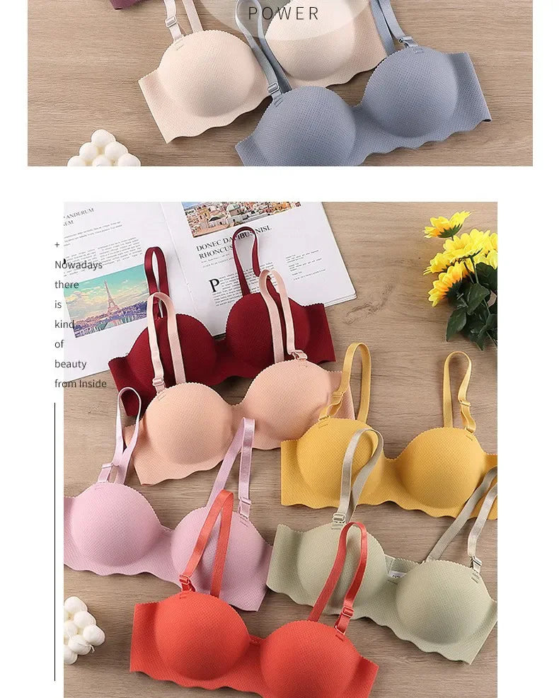 Sexy Bras Push Up Seamless Underwear for Women Solid Color Wireless Lingerie One-pieces Gather Convertible Straps Brassiere