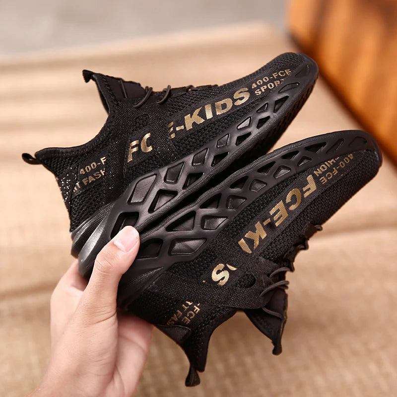 Kids Casual Low Top Lace Up Sneakers Boys Girls Breathable Lightweight Anti Slip Outdoor Walking Children Sports Running Tennis