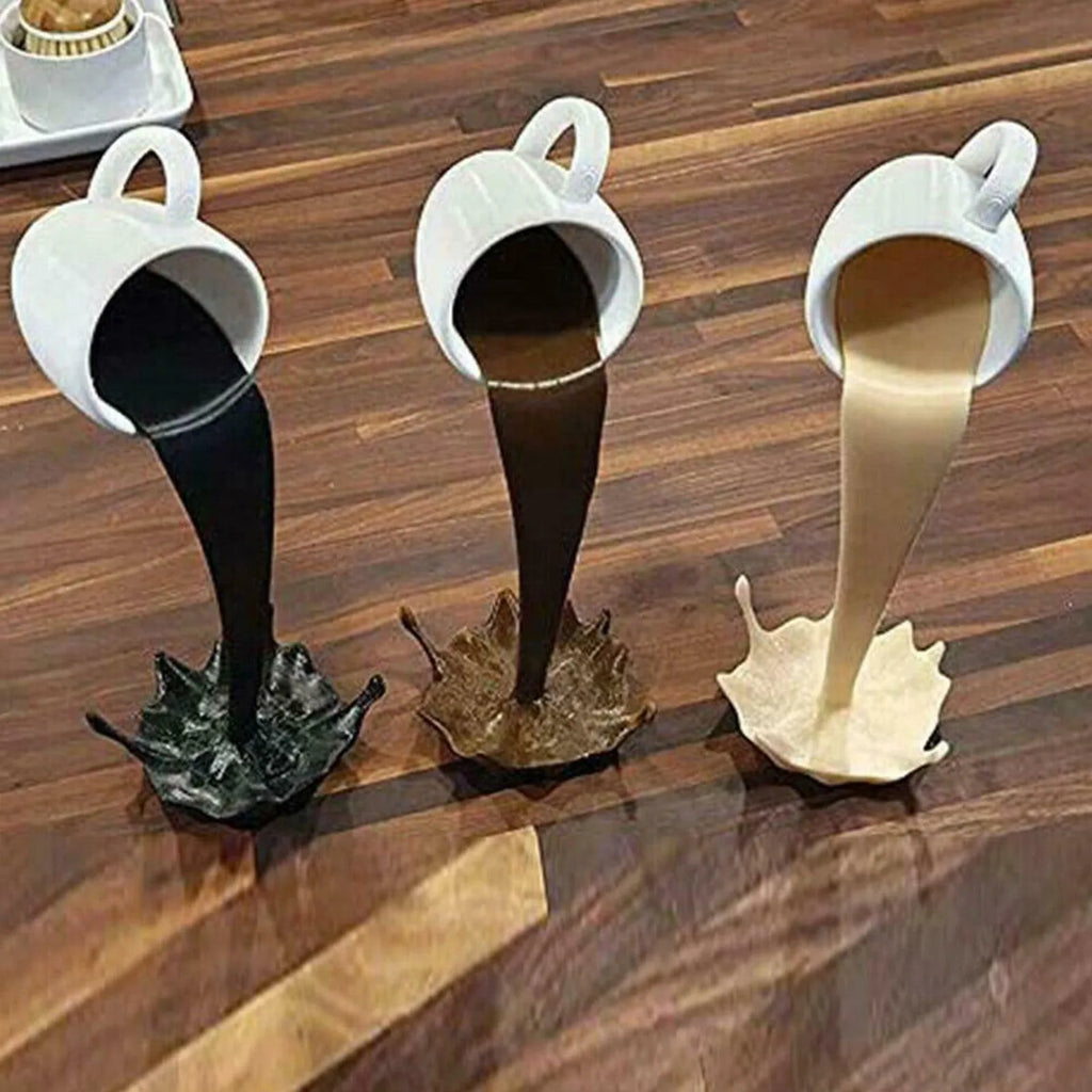 Kitchen Decoration Floating Spilling Coffee Cup Sculpture Spilling Magic Pouring Splash Creative Desktop Decor Home Decoration