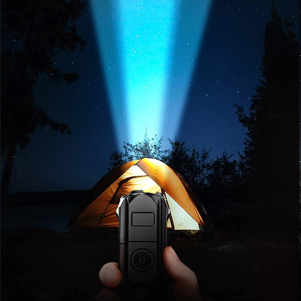 Portable LED Flashlight ABS Strong Light Focusing Flashlight USB Rechargeable Outdoor Home Strong Light Searchlight Waterproof