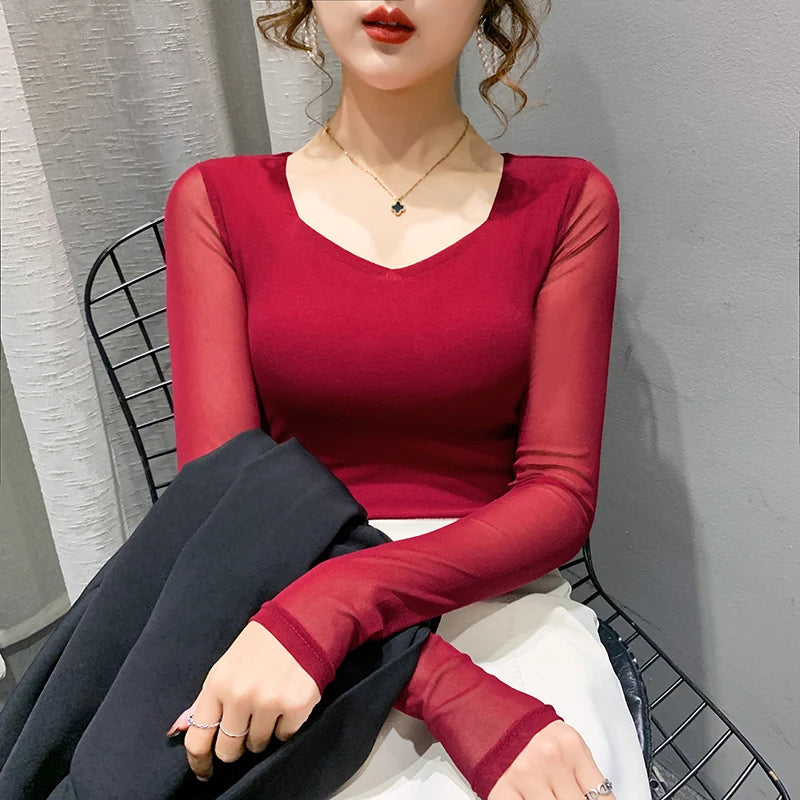 Women's Slim Fit V-Ne T-irt Me Inner Wear Top Spring Autumn Season Faionable Base irt Breathable Wear Resistant