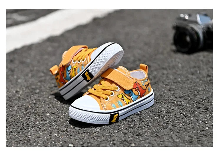 Children Casual Shoes Boys Canvas Shoes Kids Sneakers Cartoon Dinosaur Dino Fashion Classic School Students Girls Shoes Soft New