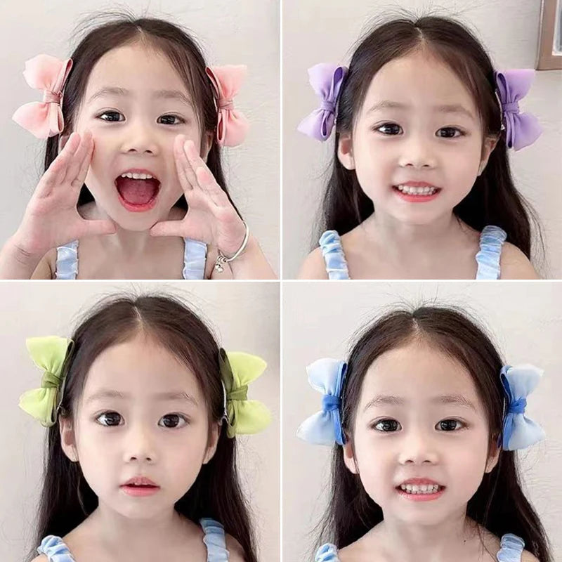 Fairy Bow Hairpins Mesh Bowknot Baby Hair Clips Sweet Kids Sided Clip Barrettes Princess Girl Headwear Children Hair Accessories
