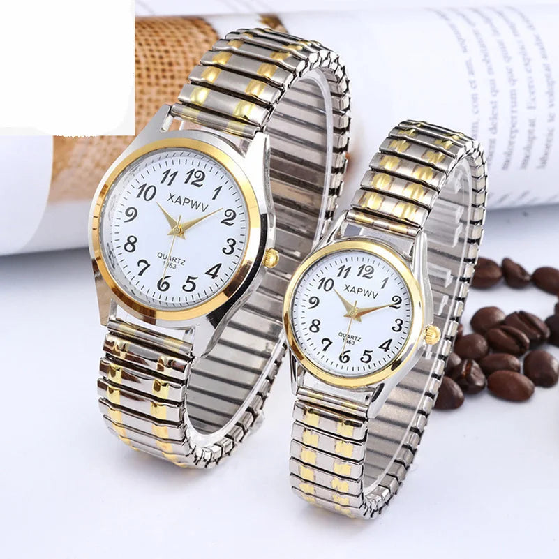 Fashion Women Men Watch Flexible Elastic Band Quartz Wrist Watch Steel Strap Couple Watch Gift
