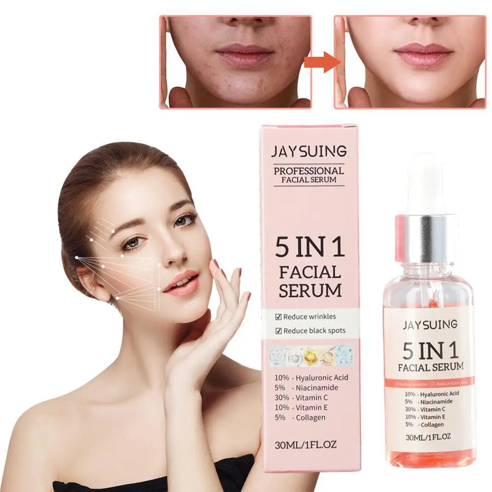 1/2/3/5/10Pcs 5 In 1 Hyaluronic Acid Face Serum Moisturizing Vitamin C collagen Lightning Facial Serum Shrink Pores Skin Care