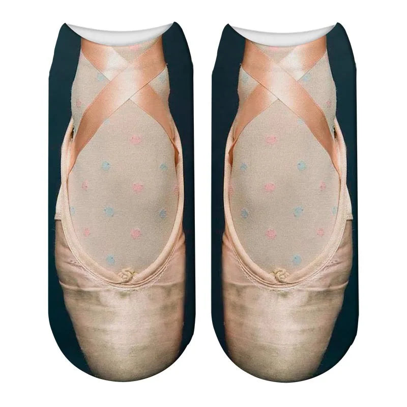 Funny 3D Printed Socks Flip Flops Slippers Sandals Skull Shoe Pattern Summer Cute Kawaii Low Short Soft  Ankle Beach Floor Socks