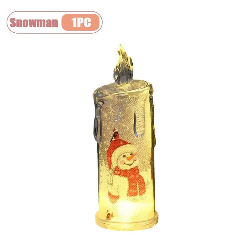 1-5PCS Flameless LED Christmas Electronic Candle Realistic Dripping Tears Santa Claus Snowman Ornaments Holiday Decorative