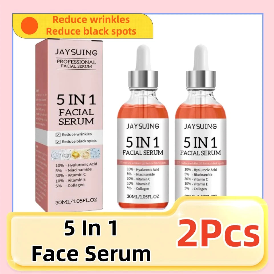 1/2/3/5/10Pcs 5 In 1 Hyaluronic Acid Face Serum Moisturizing Vitamin C collagen Lightning Facial Serum Shrink Pores Skin Care