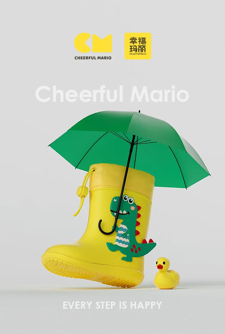 Kids Girl Boy Rain Boots Waterproof Toddler Rainboots Children's Shoes Rubber Boots Kids Baby Cartoon Dinosaur Water Shoes Boots
