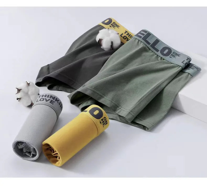 5-piece men's underwear, briefs, letters, breathable and comfortable set, multiple colors, L-4XL