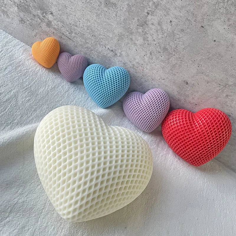 3D Woven Love Heart Silicone Mold Diy Handmade Heart-shaped Candle Soap Plaster Cake Chocolate Baking Tool Valentine's Day Gift