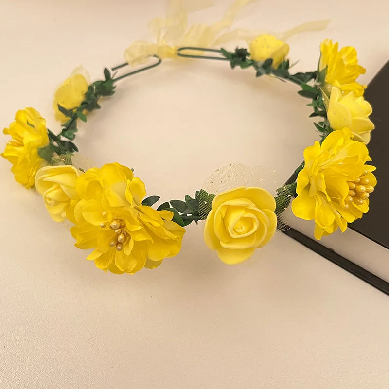 Women Wedding Flower Headband Girls Boho Flowers Headwear Children Headbands Hair Accessories Bride Wreath Beach Garland