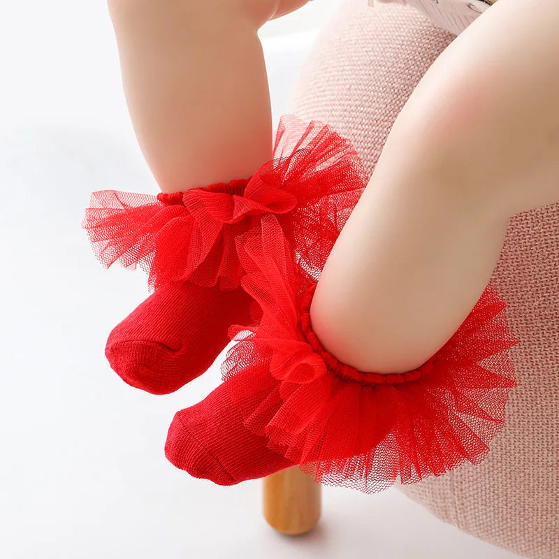 0-1Y Newborn Infant Toddler Baby Socks Girls Kids Princess Bowknot Lace Floral Short Socks Cotton Ruffle Frilly Trim Ankle Socks