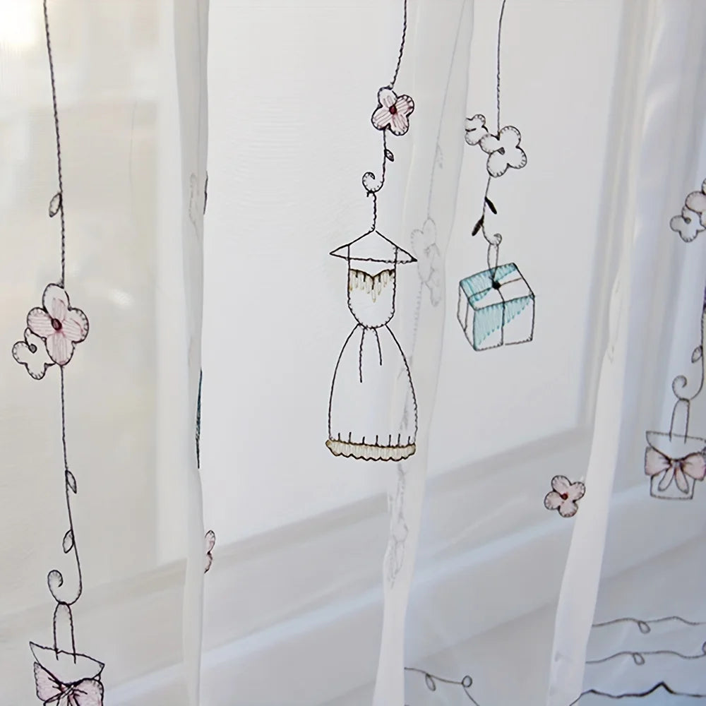 Kitchen Curtain Short Curtain Valance Lovely Cabinet Window Drapes Small Window Curtain Home Decor Transparent Voile