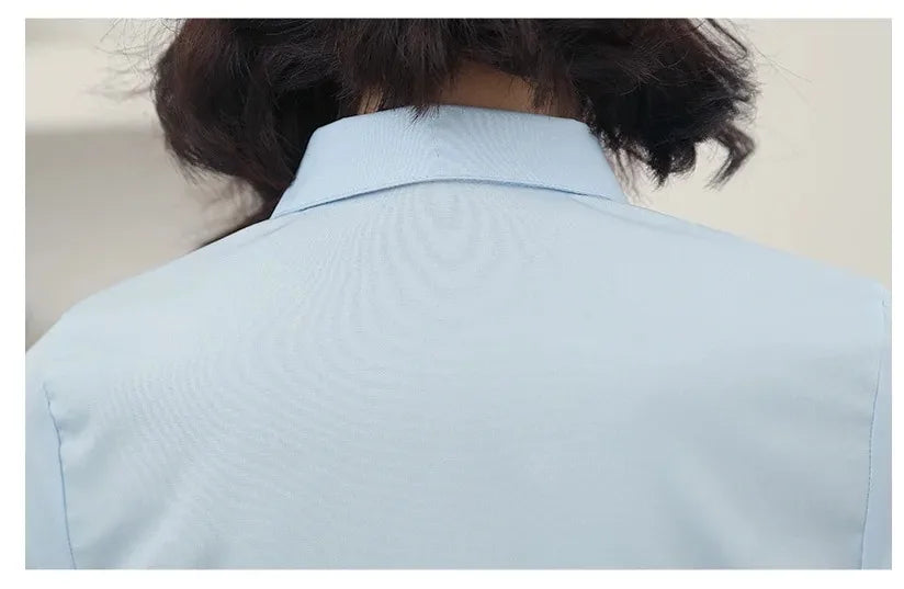 Elegant Women Shirts Woman White Shirt Long Sleeve Blouse Office Lady business Pink Shirts Button Solid Women work Blouses Tops