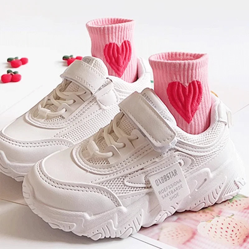 Girls Mid-Calf Socks 1-14 Years Quick-Dry Polyester High Elasticity Anti-Wrinkle Athletic Non-Slip 5Pairs