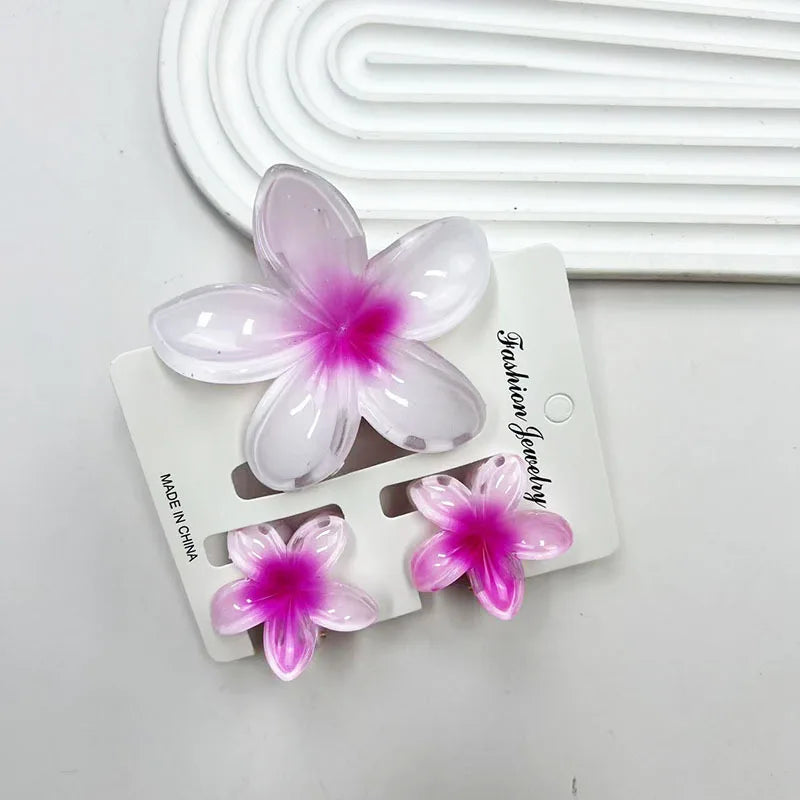 3Pcs/Set Sweet Flower Colroful Gradient Hair Claws Ponytail Cip Clamp Barrettes Hairpins For Women Girl Beach Hair Accessories