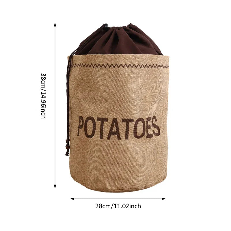 Kitchen Hessian Storage Bag for Garlic,Onions,Potato,Vegetable,Bread,Drawstring Sack,Fabric Burlap Bags Jute Potatoes Organizer