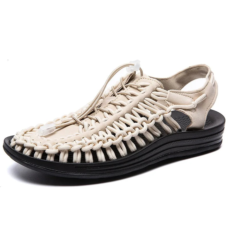 Summer Trend  Men Sandals Handmade Weaving Design Outdoor Beach Slippers Casual Flat Soft Bottom Couple Sandals Sandalias Hombre