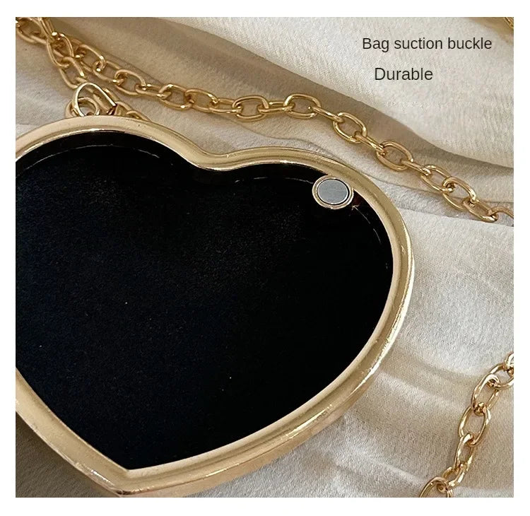 Luxury Mini Diamond Inlay Heart Shape Crystal Clutch Purse Stones Evening Wedding Party Shoulder Bag Handle Rhinestone Handbags