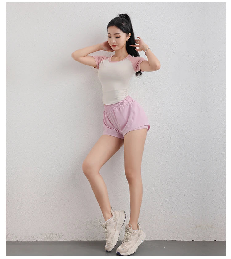 Fitness wear gym women yoga wear sport fitness workout clothing women Leisure and loose fitting T-Shirt