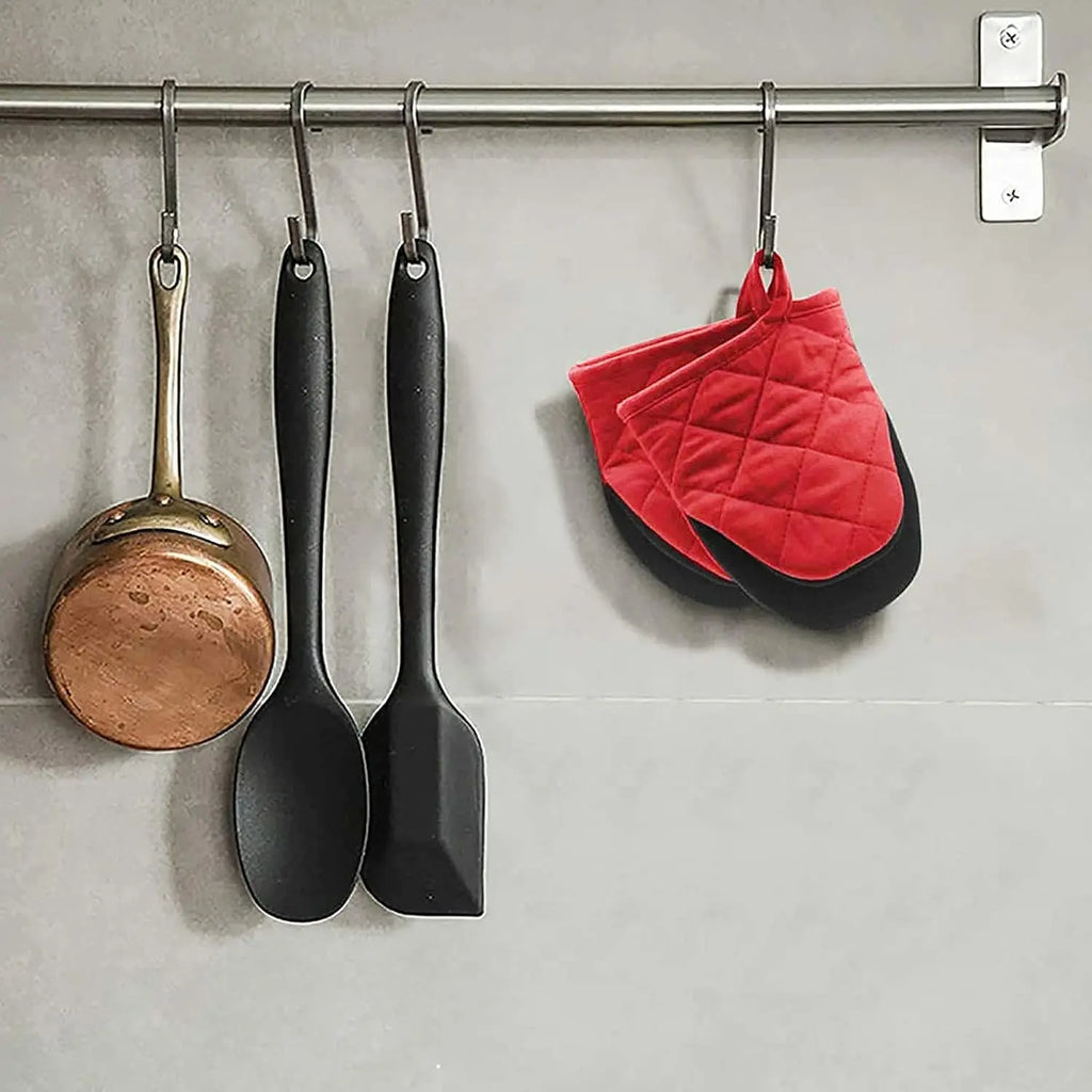 Kitchen Oven Mitts High Heat Resistant Short Oven Gloves Anti-scald Non-Slip Grip Surfaces Hanging BQ Baking Cooking Anti Scald
