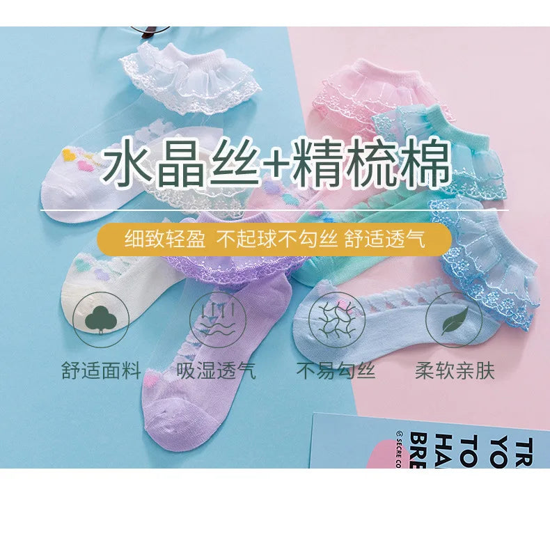1 Pair Soild Color Thin Lace Mesh Socks for Baby Children Girls Summer Dresses Paired with Princess Socks Baby Clothing