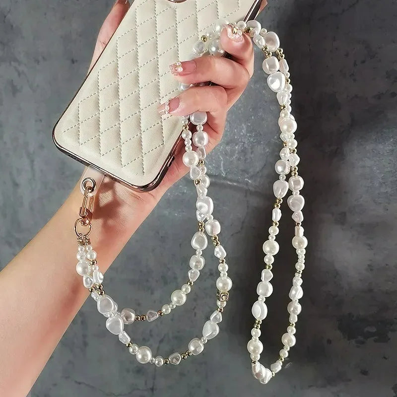 Pearl Crossbody Lanyard Women's Ins Outdoor Travel Mountain Climbing Fashion Back Chain Mobile Phone Lanyard Xiaoxiangfeng