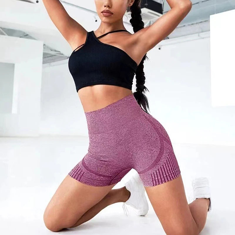 Women Yoga Shorts High Waist Workout Shorts Fitness Yoga Lift Butt Fitness Ladies Yoga Gym Running Short Pants Sportswear