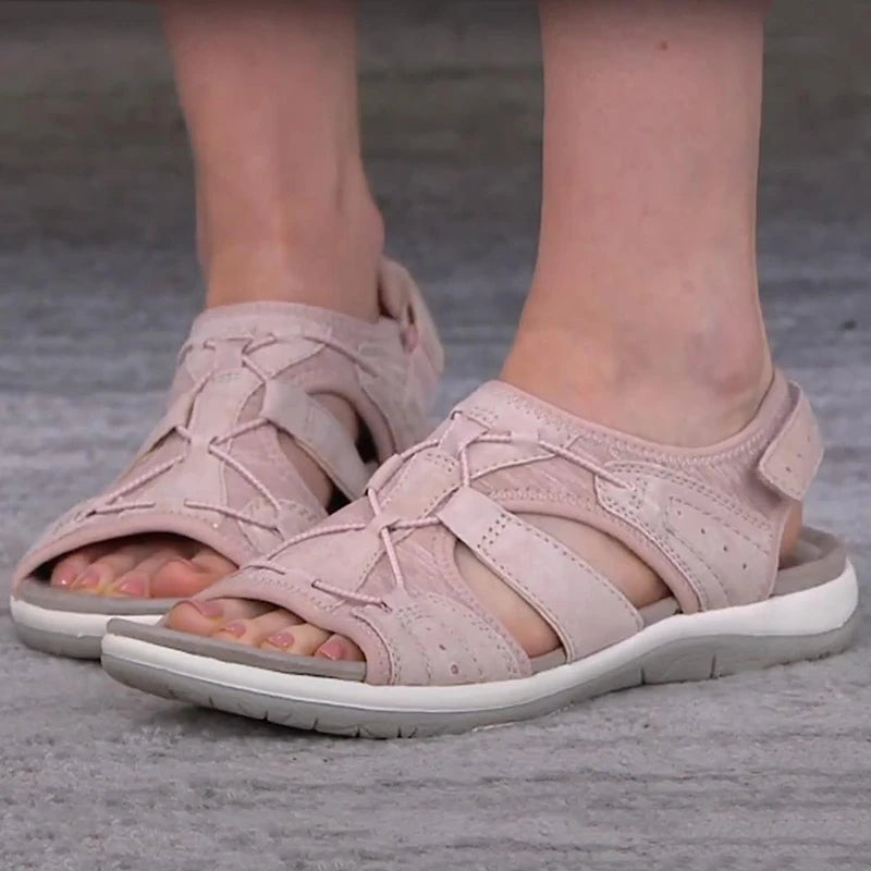 Summer Women Sandals Solid Color Hollow Out Casual Lady Sandalias Drawstring Adjustable Fashion Outdoor Beach Shoes Streetwear