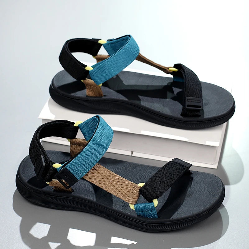Summer Men's Sandals Outdoor Casual Anti-Slip Breathable Beach Holiday Sports Sandals for Summer Walking Durable Flat Shoe 40-45