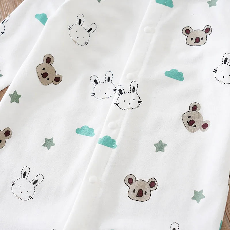 2pcs Infant's Bunny  Koala Print 0-24M  Bodysuit Spring and Autumn Comfy Long Sleeve Onesie, Baby Boy's Clothing, As Gift