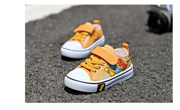 Children Casual Shoes Boys Canvas Shoes Kids Sneakers Cartoon Dinosaur Dino Fashion Classic School Students Girls Shoes Soft New
