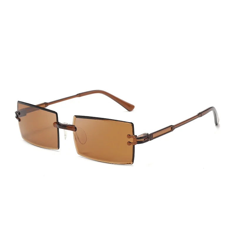 Sun Glasses Casual Men UV400 Protection Rivets Decoration Vintage Women Rectangle Luxurious