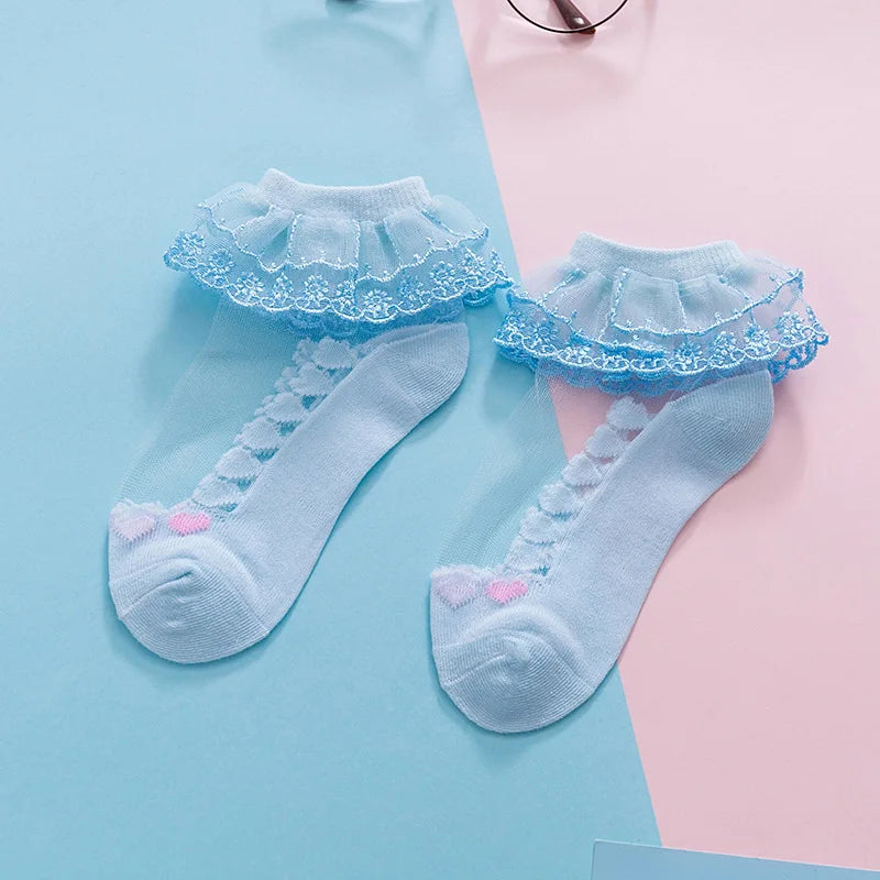 1 Pair Soild Color Thin Lace Mesh Socks for Baby Children Girls Summer Dresses Paired with Princess Socks Baby Clothing