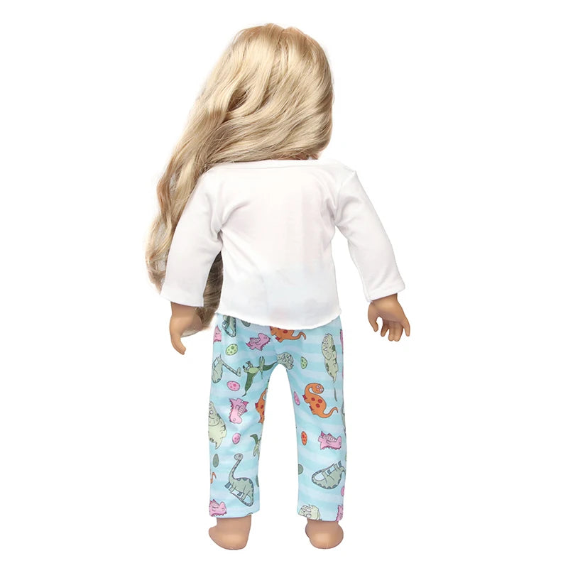 Doll Clothes Pajamas  For 43cm Baby New Born&American 18 Inch Girl Doll Unicorn Shark Cartoon Clothes Suit For Generation Doll