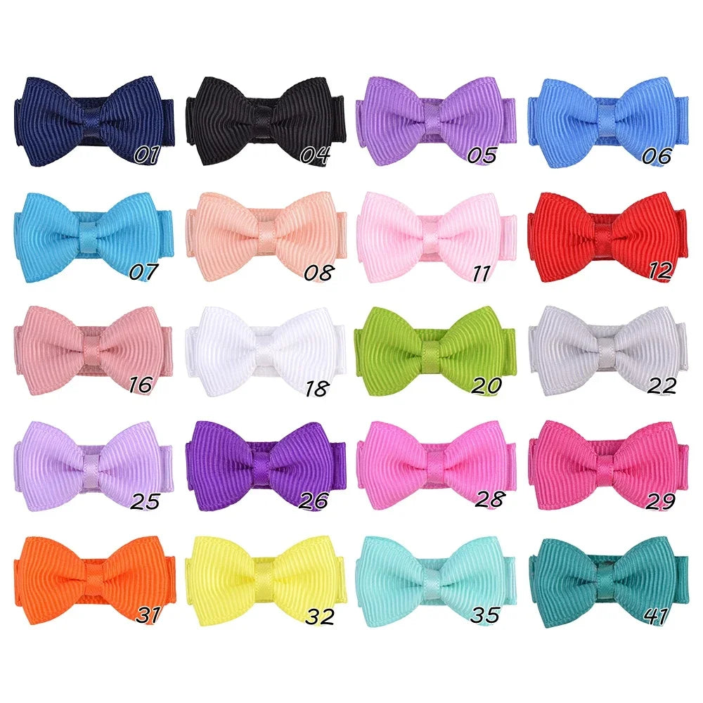 1.2 Inches Solid Colors Mini Hair Bows With Clip For Kids Girls Hairgrips Ribbon Covered Safety Bows Headwear Hair Accessories