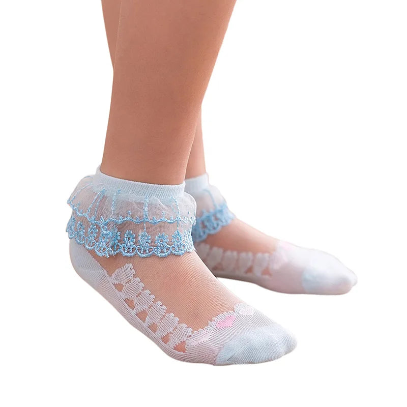 1 Pair Soild Color Thin Lace Mesh Socks for Baby Children Girls Summer Dresses Paired with Princess Socks Baby Clothing