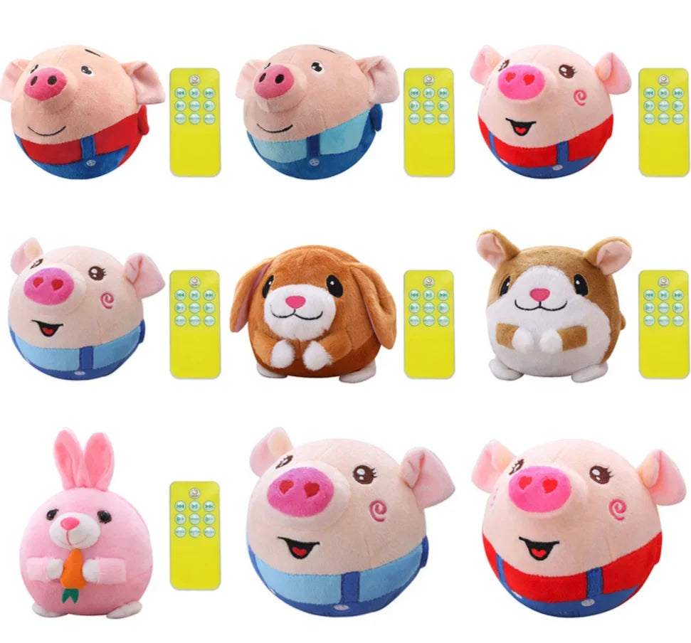 Electronic Pet Dog Toy Ball Pet Bouncing Jump Ball Music Vibration Bite Puppy Ball Interactive Dog Chewing Moving Plush Doll Toy