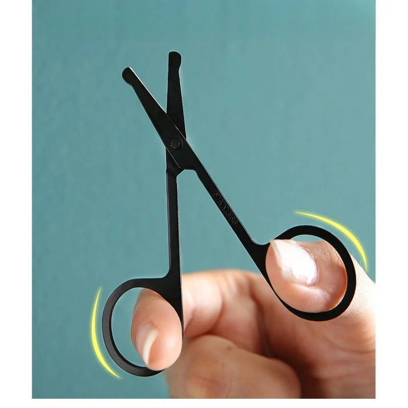 Black Round Head Nose Hair Trimmer – Stainless Steel, Safety Design for Men and Women