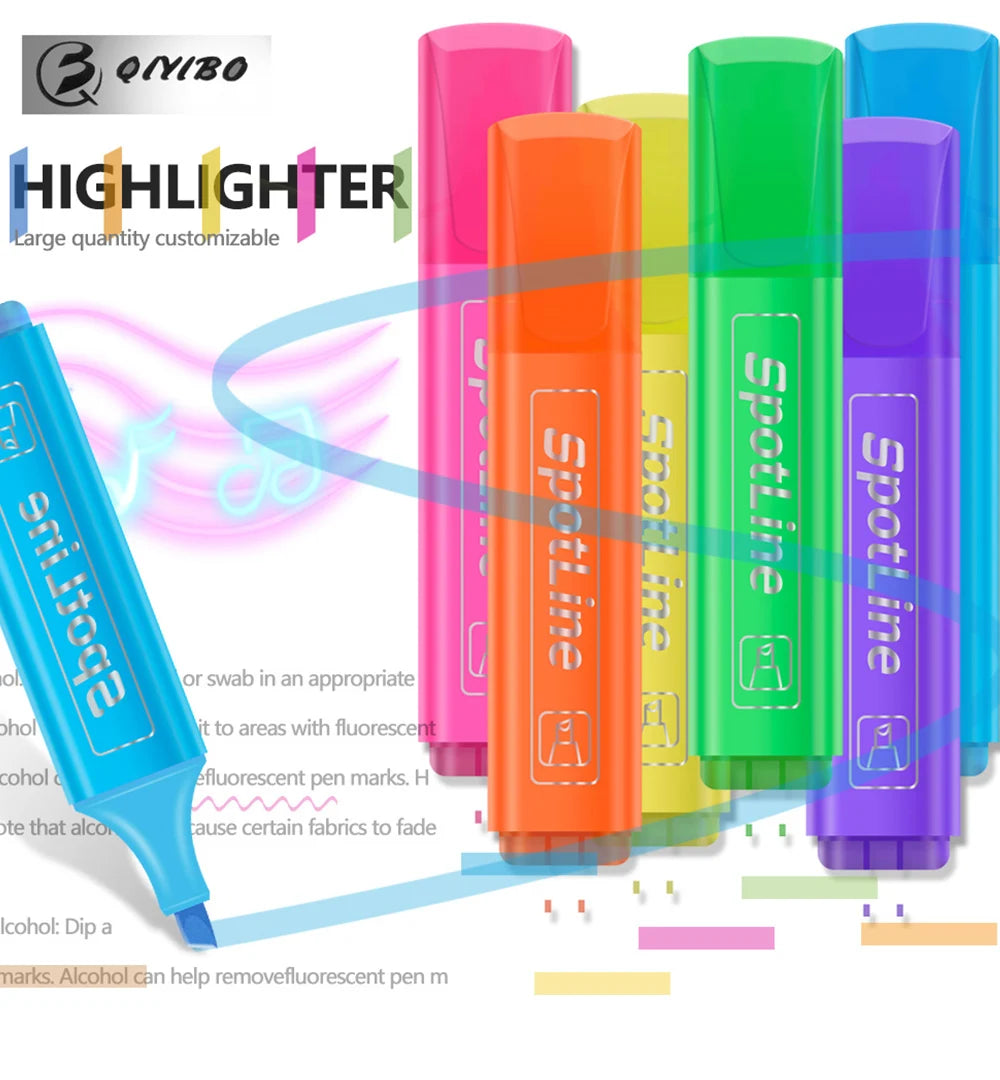 4/6 Pcs/set Pastel Flat Single Head Light Color Oblique Drawing Highlighters Fluorescent Pen Markers for School Supplies