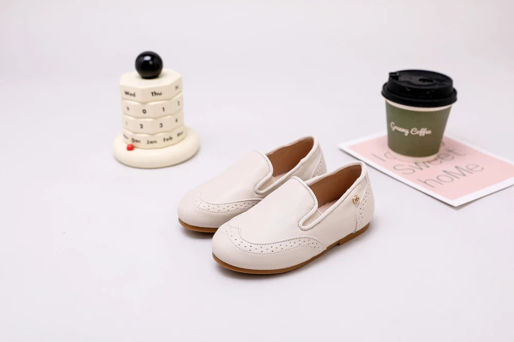 AS New Kids Shoes Children Beige Shoes Baby Boys Leather Shoes Toddler Princess Flats Girls Oxford Fashion Platform Mary Jane