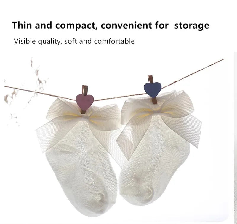 3Pairs/Lot Summer Baby Mesh Socks Bowknot Soft Cotton Newborn Sock Princess Infant Toddler Girls Cute Breathable Socks