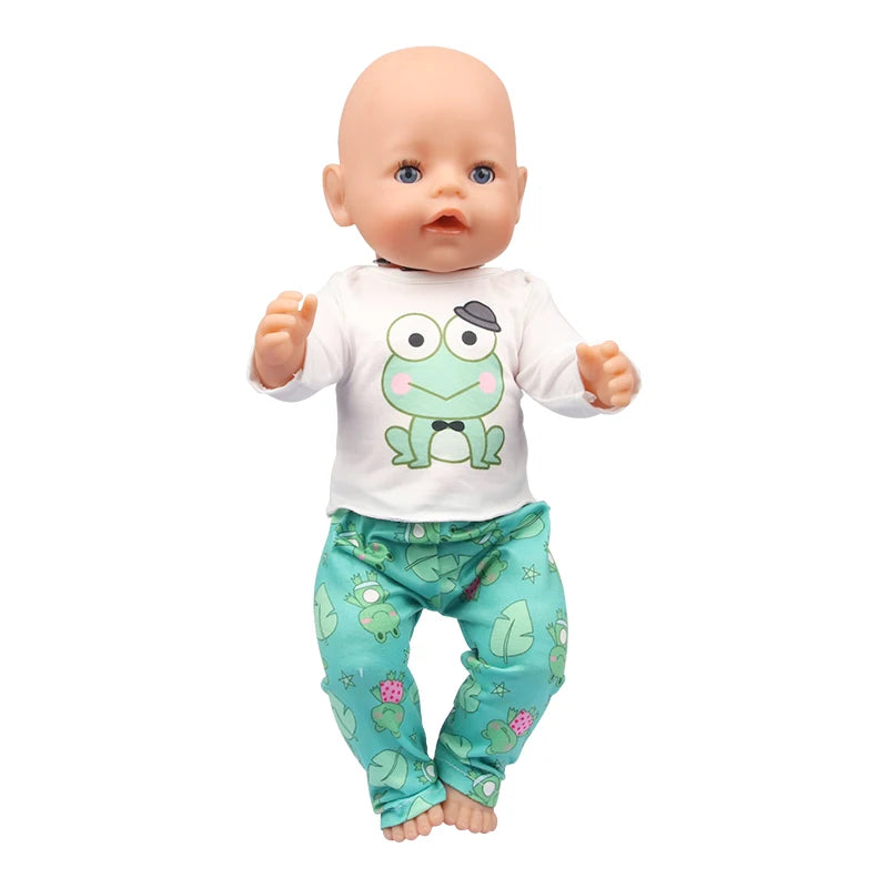 Doll Clothes Pajamas  For 43cm Baby New Born&American 18 Inch Girl Doll Unicorn Shark Cartoon Clothes Suit For Generation Doll
